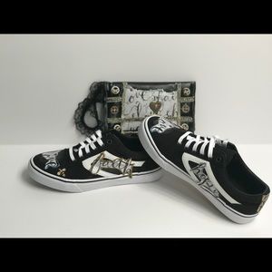 Bedazzled Black Sneakers with Purse